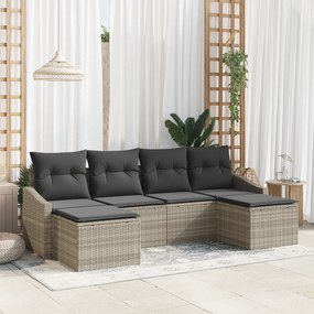 Conjunto de Jantar com 6 Peças e Almofadas Rattan Sintético Cinza Clar