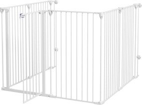 Parque para Cães e Barreira de Segurança, 123 x 102 x 100 cm, Dobrável e Modular, Branco