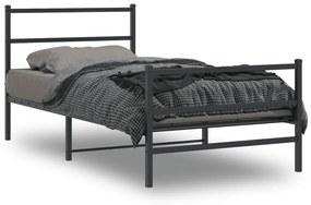 355377 vidaXL Estrutura de cama com cabeceira e pés 100x190 cm metal preto