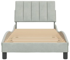Estrutura de cama sem colchão 90x200 cm veludo cinzento-claro