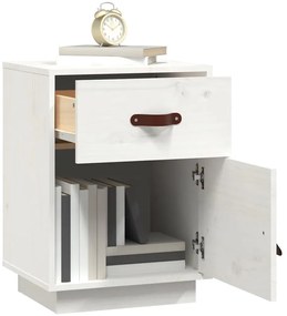 Mesa de cabeceira 40x34x55 cm madeira de pinho maciça branco