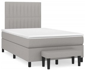 vidaXL Cama boxspring com colchão 120x190 cm tecido cinzento-claro