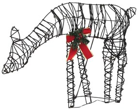 Decoração família de renas de Natal 90 LEDs vime branco quente