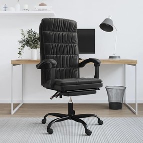 Cadeira de escritório reclinável veludo preto