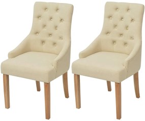 Cadeiras de jantar 2 pcs tecido cor creme