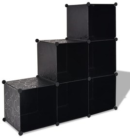 244923 vidaXL Cubos de arrumação com 6 compartimentos preto