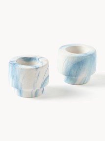 Suporte para velas com aspeto de mármore Kiko, conjunto de 2