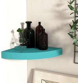 vidaXL Prateleira de canto parede 35x35x3,8 cm MDF azul
