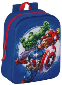 Mochila Escolar The Avengers 3D Azul Marinho 22 X 27 X 10 cm