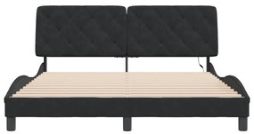 Estrutura de cama c/ luzes LED 160x200 cm veludo preto