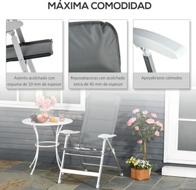 Cadeira de jardim dobrável de alumínio com encosto alto ajustável de 7