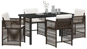 Conjunto de Jantar Jardim 5 Peças com Almofadas de Rattan Sintético Ma