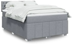 vidaXL Cama com molas/colchão 160x200 cm tecido cinzento-claro