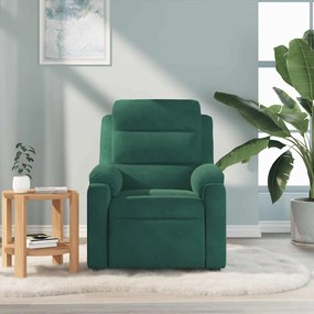 Poltrona de massagens reclinável veludo verde-escuro