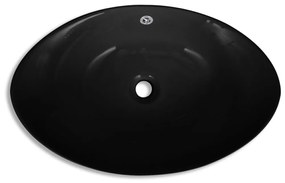 Lavatório cerâmico oval preto 59 x 38,5 cm