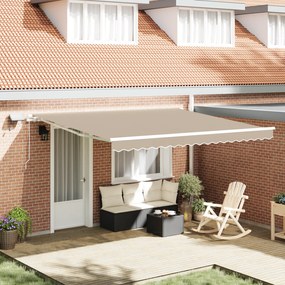 Toldo Retrátil Manual vidaXL com LED Bege 400x300 cm