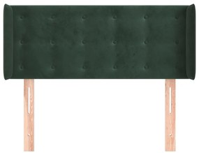Cabeceira de cama c/ abas veludo 93x16x78/88 cm verde-escuro