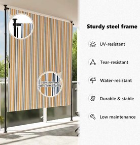 Estore de rolo exterior 150x270 cm tecido/aço amarelo e branco