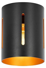 Candeeiro de teto design preto com interior dourado - Yana