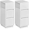 Conjunto de mesas de cabeceira estreitas com 2 gavetas | VASAGLE | 25 x 30 x 65 cm | branco | LET856W01.
