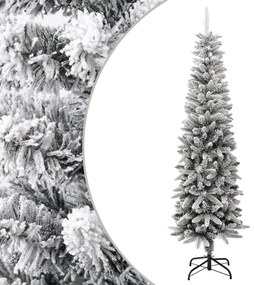 vidaXL Árvore de Natal artificial fina com neve PVC e PE 210 cm