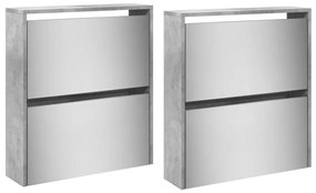 Sapateira c/ espelho 4 divisórias 63x17x134 cm cinza cimento