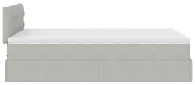 Cama otomana com colchão &amp; LEDs 120x190cm veludo cinza-claro