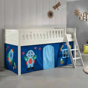 Conjunto cama alta Infantil SCOTT + cortina de brincar ASTRO Branca