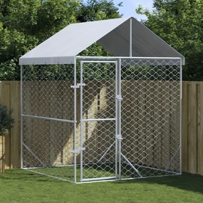 vidaXL Canil de exterior com teto 2x2x2,5m aço galvanizado prateado