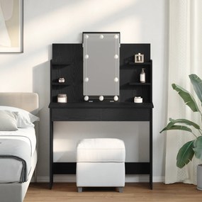 Mesa de Maquiagem vidaXL com Luzes LED Carvalho Preto 96x40x142 cm