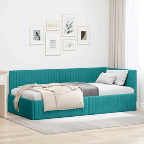 vidaXL Estrutura de Cama de Canto Turquesa 100 cm x 200 cm Veludo