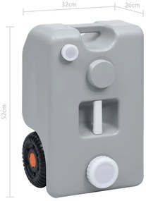 Tanque de água com rodas para campismo 25 L cinzento