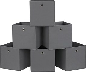 Conjunto 6 Caixas de arrumação 30 x 30 x 30 cm (ESTANTE NÃO INCLUIDA) cinzentas