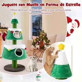 Arranhador de Gatos em forma de árvore de Natal para gatos de interior Torre para gatos gira com 2 postes de arranhar de sisal Postes de arranhar de s