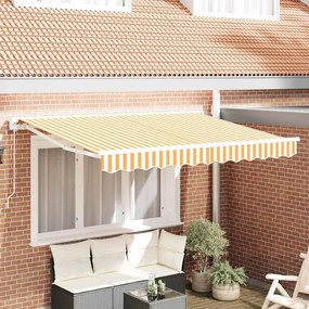 vidaXL Toldo Retrátil Amarelo e Branco 250 x 200 cm Poliéster e Metal