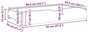 Gavetas para cama com rodas 2 pcs 95x55x17 cm pinho maciço