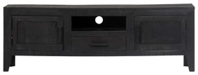 Móvel de TV 118x30x40 cm madeira de mangueira maciça preto