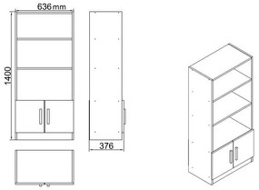 Conjunto de Mobiliário de Escritório VO15 – Branco – Secretária: 140x7