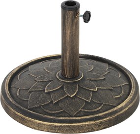 Outsunny Base redonda para guarda-sol de jardim em resina de 12 kg, para hastes de guarda-sol de 32, 38, 48 mm tom bronze | Aosom Portugal