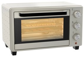 HOMCOM Mini Forno Elétrico 21L 1400W com Temporizador até 60min e Temperatura Ajustável até 230℃ 46x38,5x29 cm Creme e Prata | Aosom Portugal