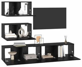 Conjunto de Estantes para TV 4 pcs Carvalho Preto