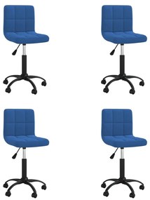 Cadeiras de jantar giratórias 4 pcs veludo azul