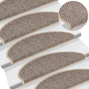 Tapetes escada adesivos aspeto sisal 30pcs 65x21x4 bege-escuro