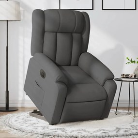 vidaXL Poltrona reclinável elevatória elétrica tecido cinzento-escuro