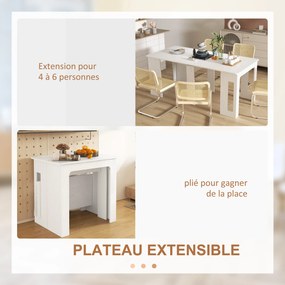 Mesa de jantar dobrável, mesa dobrável de cozinha extensível para até 6 pessoas, para espaços pequenos, sala de jantar, branca