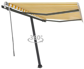 vidaXL Toldo retrátil manual independente 300x250 cm amarelo e branco