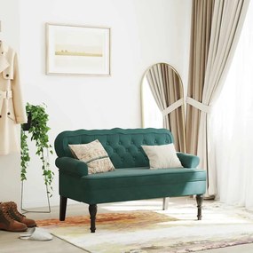 Banco com encosto 119,5x64,5x75 cm veludo verde-escuro