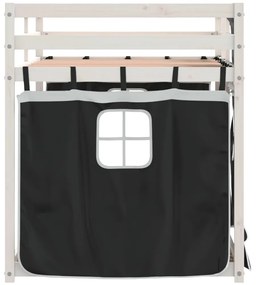 Beliche com cortinas 90x200 cm pinho maciço branco e preto