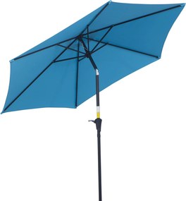 Outsunny Chapéu de Sol de Jardim Ø260x235 cm Chapéu de Sol Reclinável com Manivela Mastro Desmontável em Alumínio e 6 Varetas de Metal Azul | Aosom Portugal