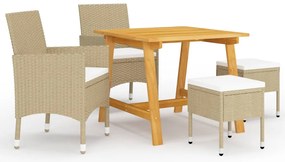 5 pcs conjunto de jantar para jardim bege